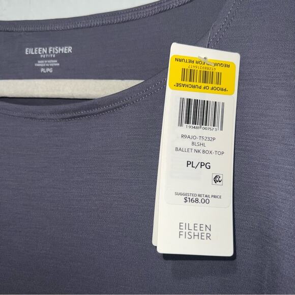 Eileen Fisher Ballet Neck Long Sleeve Tunic In Blue Shale - Picture 3 of 4